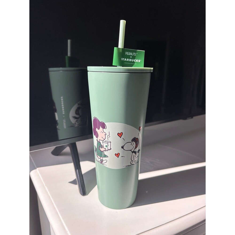 Starbucks Peanuts Snoopy Smak Green Stainless Steel Tumbler 24oz NEW 2026